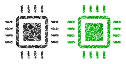Processor Icon Ecology Collage of Floral Elements 库存插图