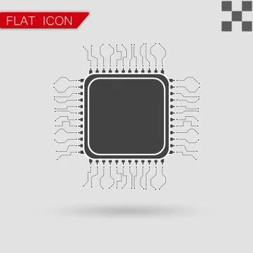 Processor Icon Flat App Web Style 스톡 일러스트
