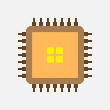 Processor icon with flat color style. Vector illustration. Stock Illustration