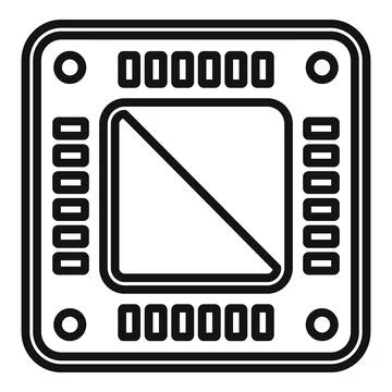 Processor icon outline . Cpu chip イラスト素材