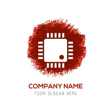 Processor icon - Red WaterColor Circle Splash Stock Illustration