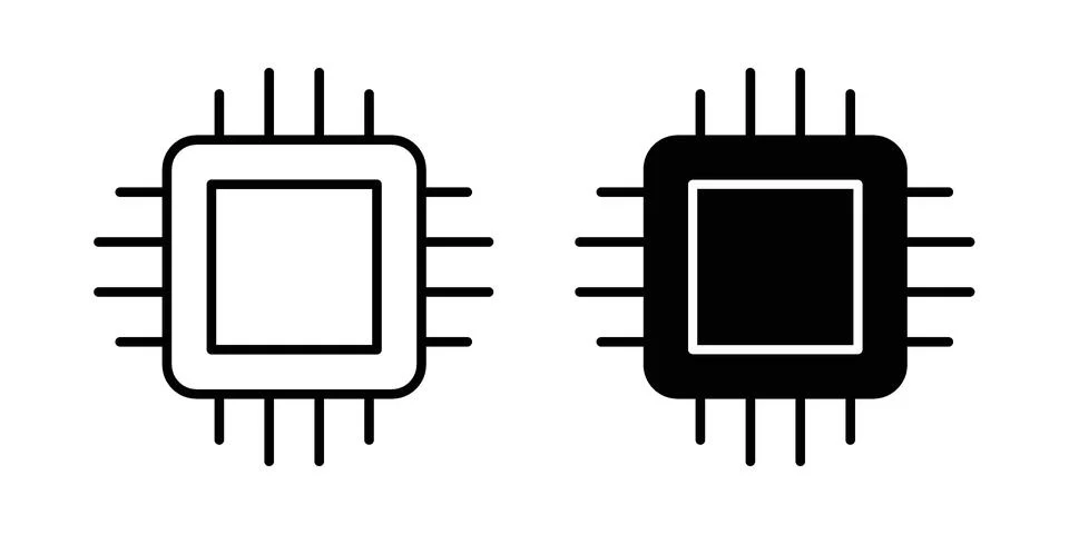 Processor icon set, collection of vector icons 库存插图