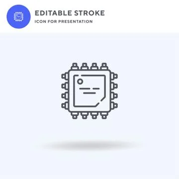 Processor icon vector, filled flat sign, solid pictogram isolated on white, logo 库存插图