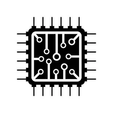 Processor icon on white. Illustrazione stock