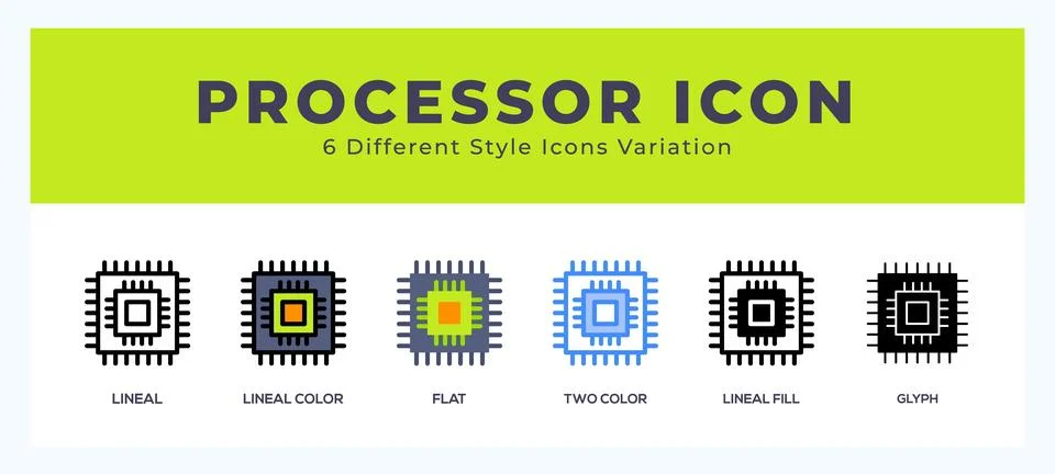 Processor icons set. Different style of icons simple vector illustration. Stock Illustration