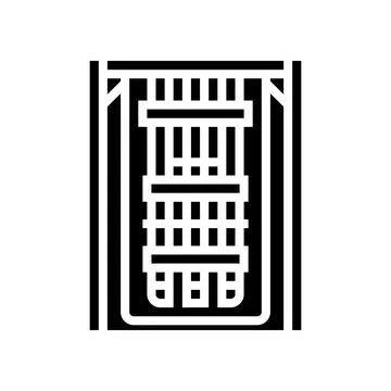 Processor inside cooling chamber glyph icon vector illustration Illustrazione stock