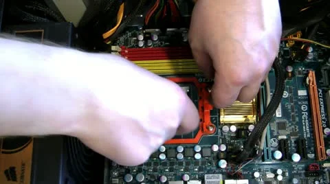 Processor installation in the computer Stock Footage 11700828