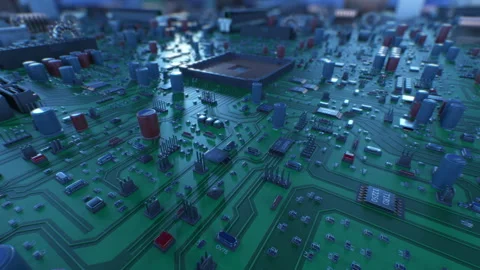 Processor Installation on the Motherboard Process with DOF Blur. Beautiful 3d Stock Footage 87883019