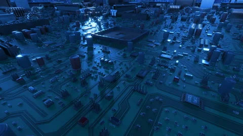 Processor Installation on the Motherboard Process with Flares. Beautiful 3d 動画素材 87883180