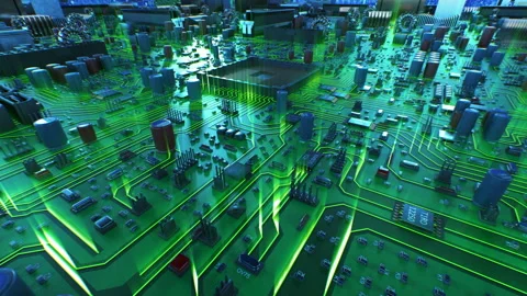 Processor Installation on the Motherboard Process with Green Lights. Beautiful Stock Footage 87883464