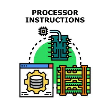 Processor instruction processing data from software and memory イラスト素材