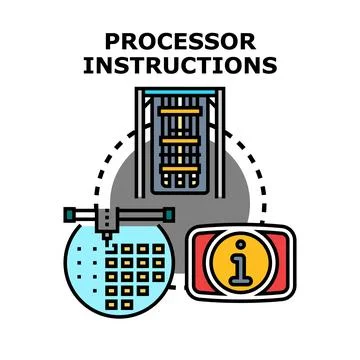 Processor instructions for digital data processing and computer algorithms Stockillustratie