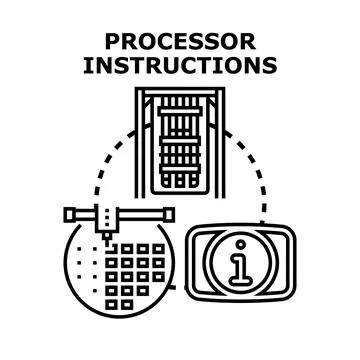 Processor instructions for digital data processing and computer algorithms Stock Illustration