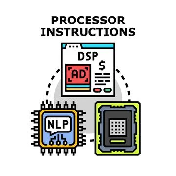 Processor instructions managing digital signal and language processing Stock Illustration