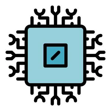 Processor interface icon color outline vector Stockillustratie