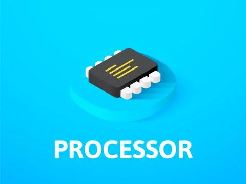 Processor isometric icon, isolated on color background Stock Illustration