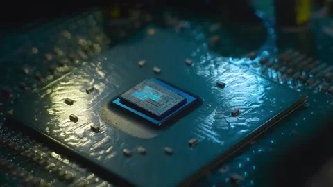 On the processor lies a crystal similar to the one inside the processor Stock Footage 313219980