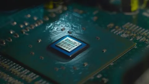 On the processor lies a crystal similar to the one inside the processor Stock Footage 313230182