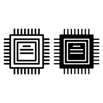 Processor line and glyph icon. Cpu vector illustration isolated on white. Chip Stock Illustration