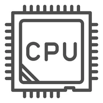 Processor line icon. Chip or microchip, central processing unit symbol, outline Stock Illustration