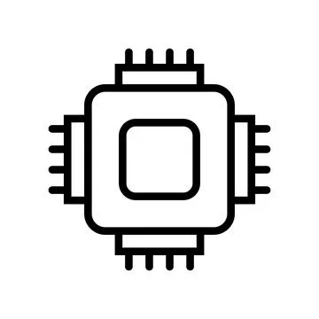 Processor line icon isolated on white background. Black flat thin icon on m.. Stock Illustration