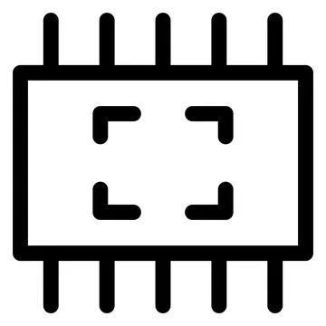 Processor line icon isolated on white background 스톡 일러스트