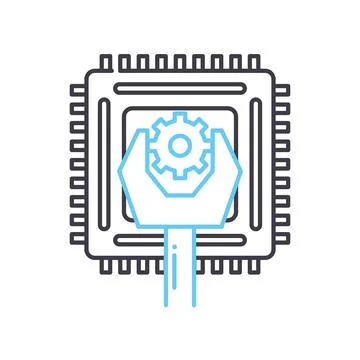 Processor line icon, outline symbol, vector illustration, concept sign Stock Illustration