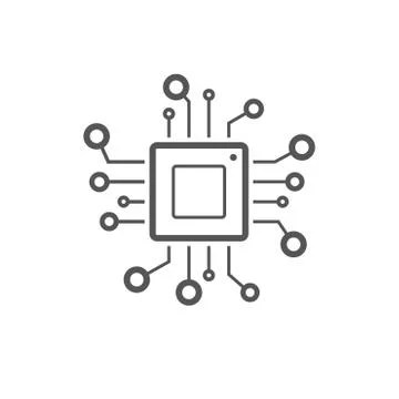 Processor line vector icon for websites and mobile minimalistic flat design 스톡 일러스트