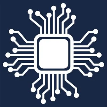 Processor line vector icon for websites and mobile, Mini CPU Icon Flat Style 스톡 일러스트