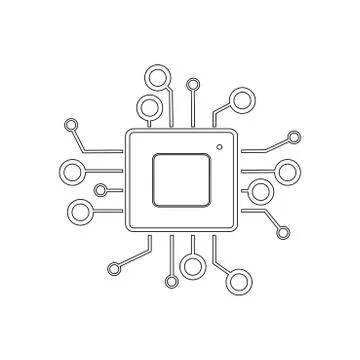 Processor line vector icon for websites. Mini CPU Icon Flat Style. vector 库存插图