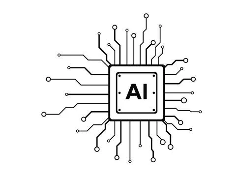 Processor logo icon vector flat design template.Artificial intelligence cir.. Stock Illustration