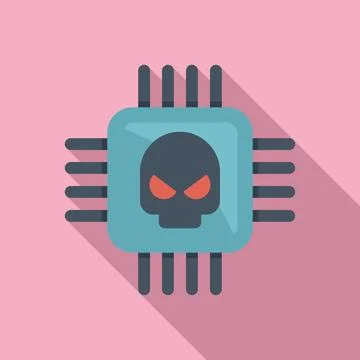Processor malware icon flat vector. Virus error 스톡 일러스트