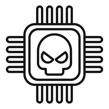 Processor malware icon outline vector. Virus error Illustrazione stock