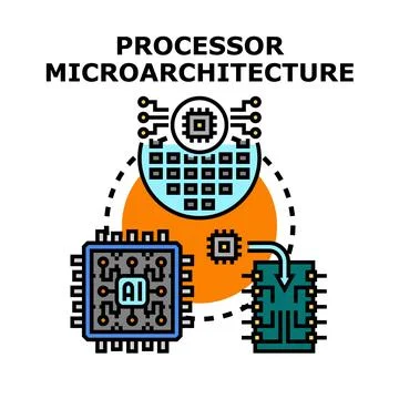Processor microarchitecture concept for computer technology development Stockillustratie