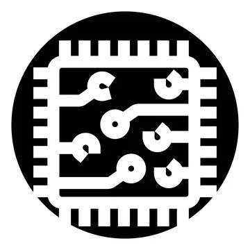 Processor microchip digital circuit board technology icon Stock Illustration