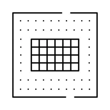 Processor microchip digital electronic component line icon Stock Illustration