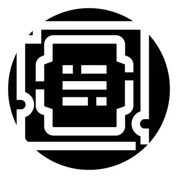Processor microchip digital hardware component black icon Stock Illustration