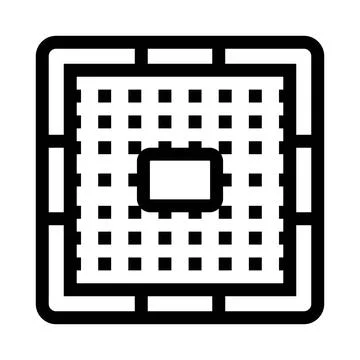 Processor microchip digital hardware electronic circuit icon Ilustración de archivo