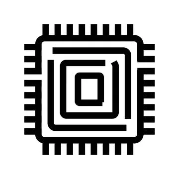 Processor microchip digital icon representing computing technology 库存插图