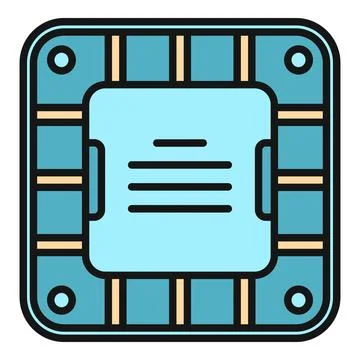 Processor microchip digital icon symbol representing computing hardware Ilustración de archivo