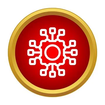 Processor microchip digital technology icon in red circle Illustrazione stock