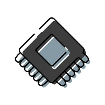 Processor microchip icon representing digital computing technology Stock Illustration