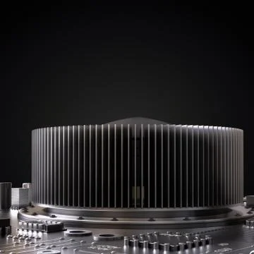 Processor (microchip) interconnected receiving and sending information. Conce 스톡 일러스트