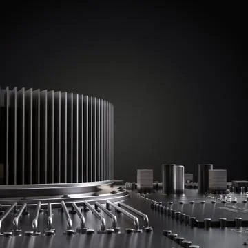 Processor (microchip) interconnected receiving and sending information. Conce 스톡 일러스트