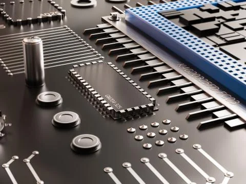 Processor (microchip) interconnected receiving and sending information. 스톡 일러스트