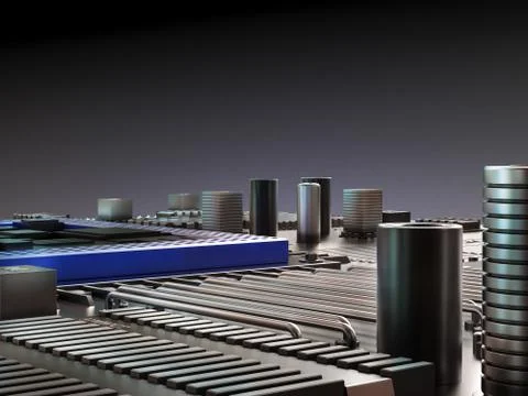 Processor (microchip) interconnected receiving and sending information. イラスト素材