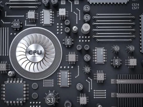 Processor (microchip) interconnected receiving and sending information. イラスト素材