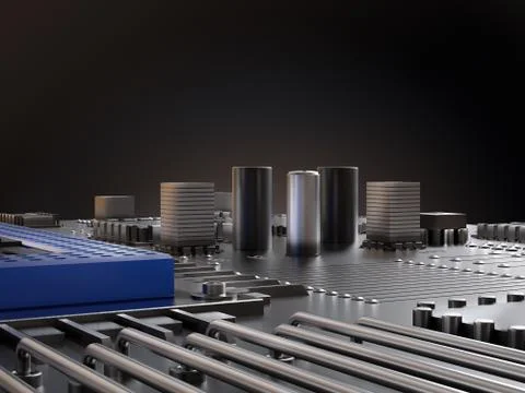 Processor (microchip) interconnected receiving and sending information. イラスト素材