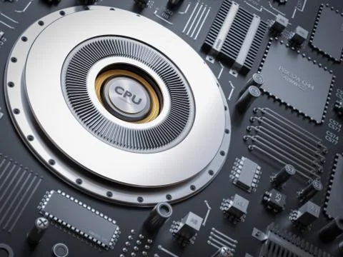 Processor (microchip) interconnected receiving and sending information.  스톡 일러스트