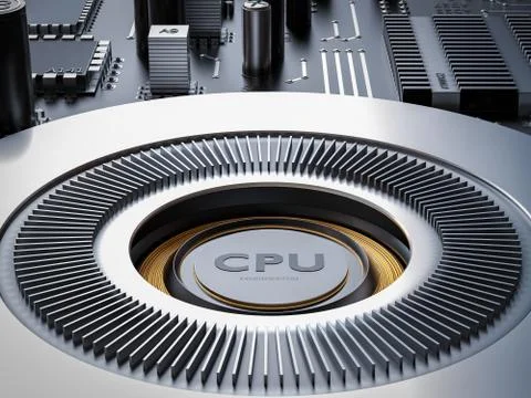 Processor (microchip) interconnected receiving and sending information.  Illustrazione stock